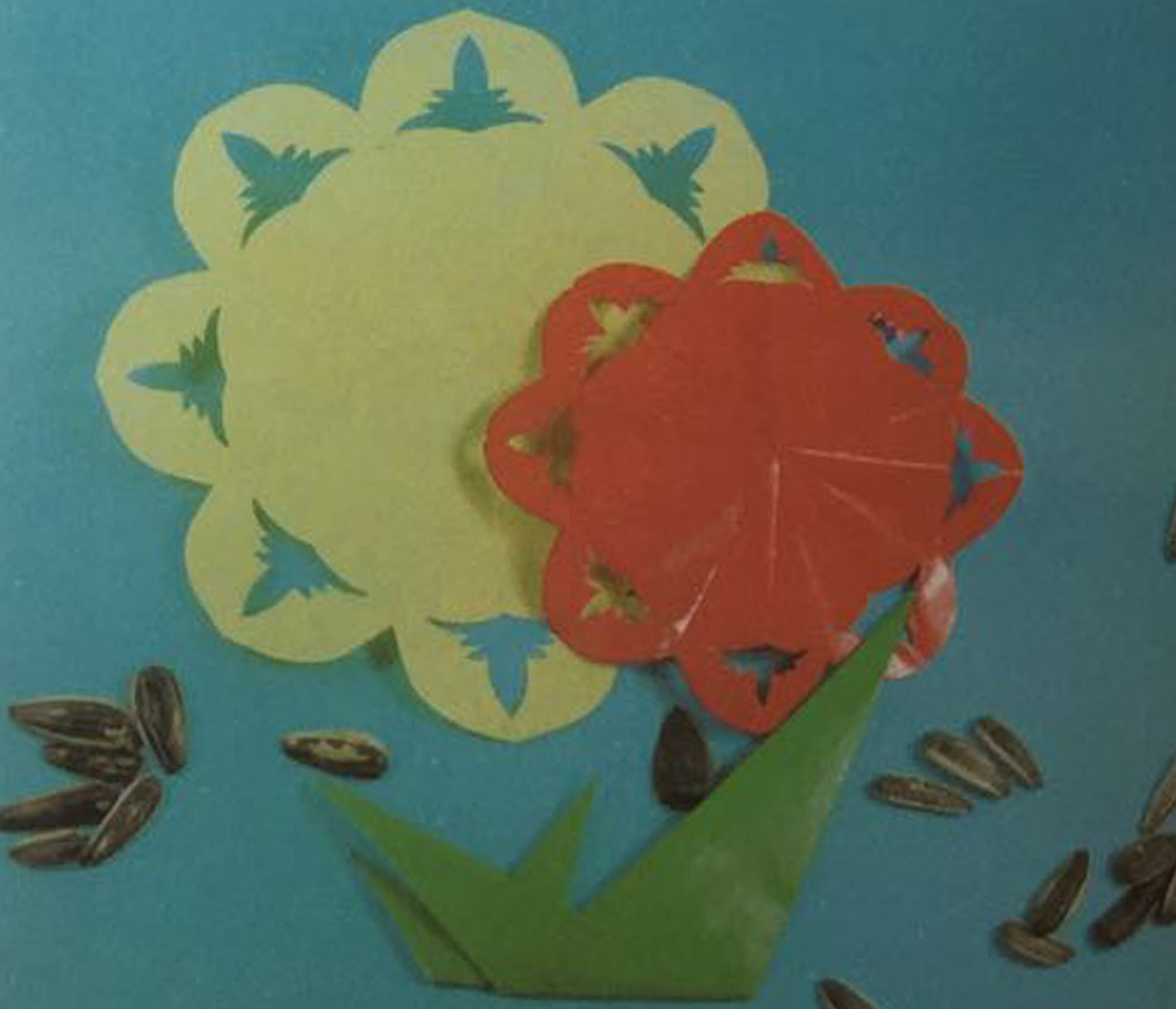 折纸：漂亮的向日葵和绿色的花萼折纸方法，摆在桌子上太漂亮了_哔哩哔哩_bilibili