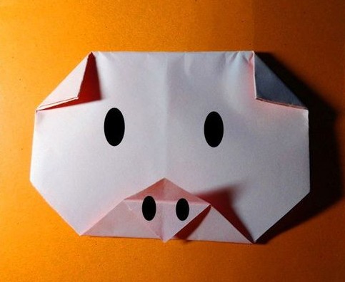 简单折纸教程小猪头折纸步骤
