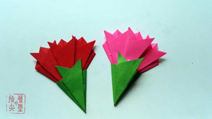幼儿园简单的手工 花朵折纸图解 康乃馨折法