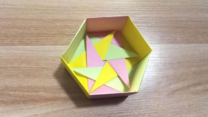 手工折纸教程 一款简单漂亮的六角形收纳盒