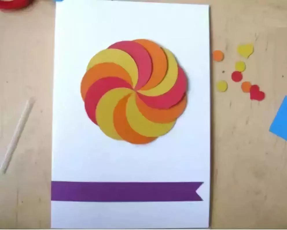 用彩色卡纸制作漂亮的棒棒糖贺卡 创意贺卡