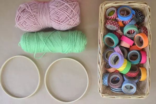 幼儿园简单手工用毛线做捕梦网 毛线创意挂饰