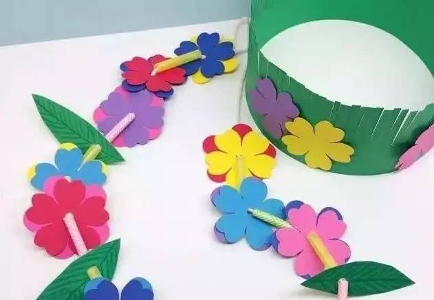 儿童创意小制作 热带花朵帽子步骤