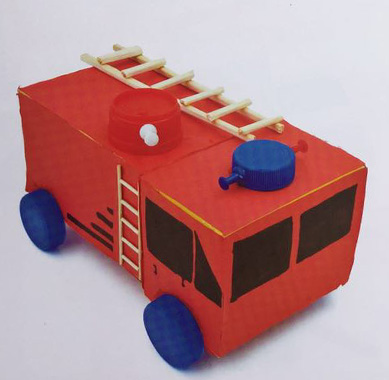 废纸盒DIY教程 手工纸盒消防车的做法