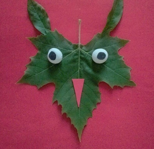 趣味儿童手工DIY树叶粘贴画之制作可爱的小狼图解