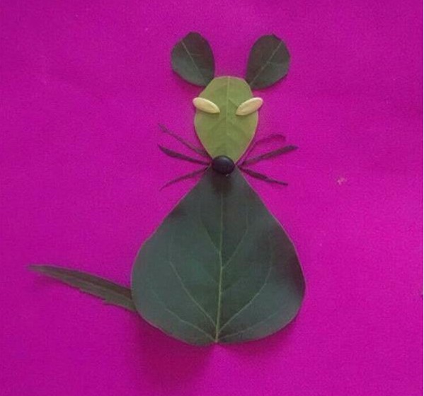 创意幼儿DIY树叶贴画之可爱的小袋鼠的制作图解