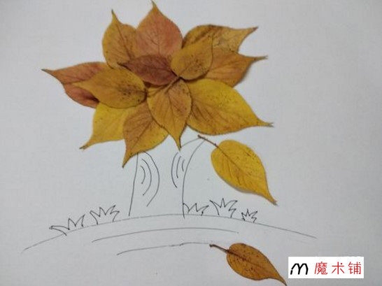 树叶贴画的方法 用树叶粘贴一幅秋天的图画