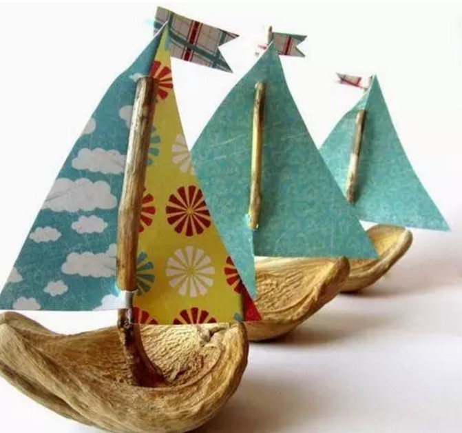 小小的核桃壳也可以做出漂亮的帆船