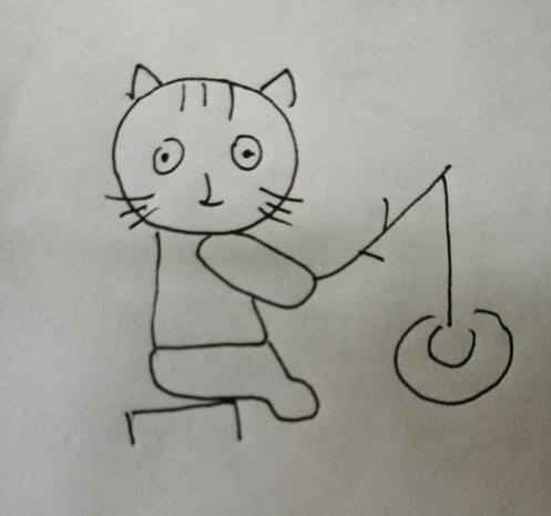 小猫简笔画 钓鱼的小猫咪怎么画