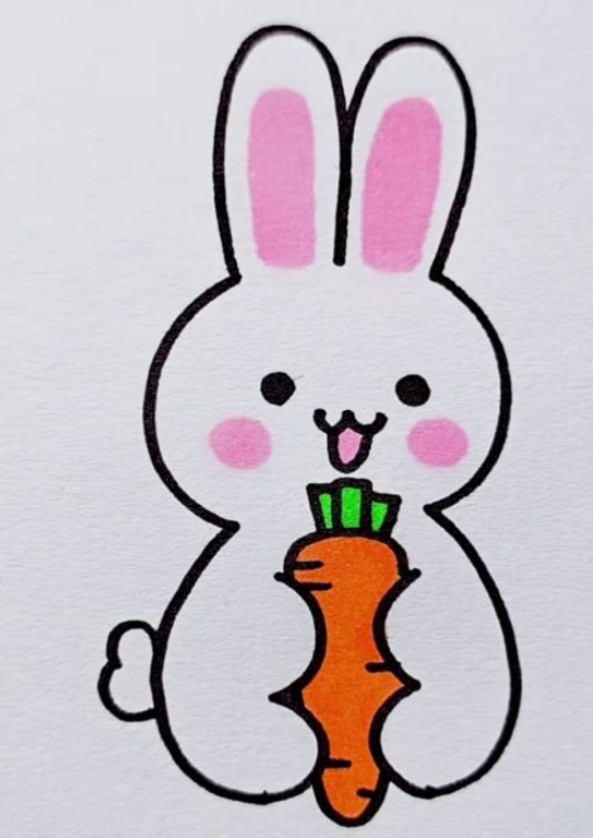 用数字3画小白兔吃萝卜