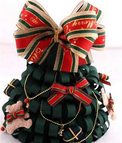 帽带、缎带创意手工DIY圣诞树装饰制作方法图解