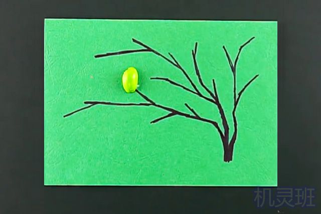 开心果壳创意粘贴画：一群站在树枝上的小鸟图(步骤图解)3