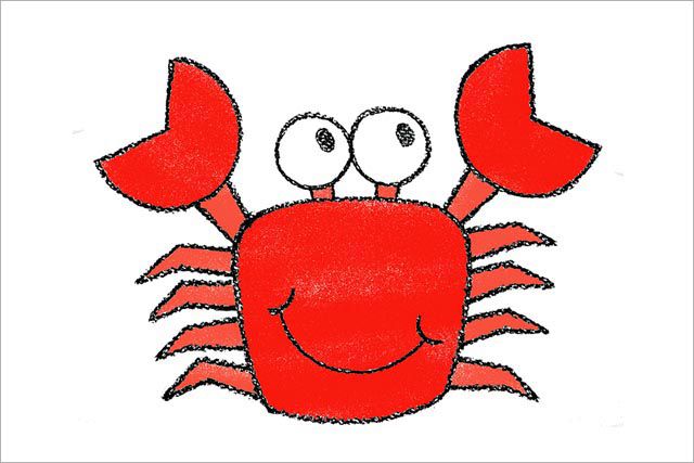 怎么一步一步教孩子画螃蟹简笔画(步骤图解)7