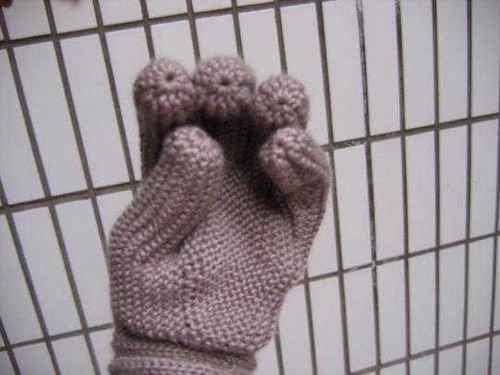 织手套教程:朴素大方的五指手套编织