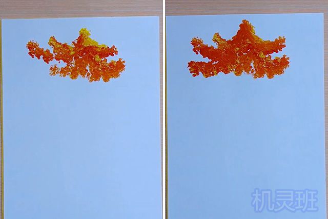 儿童画秋天的景色：棉签印画秋天的大树(步骤图解)3
