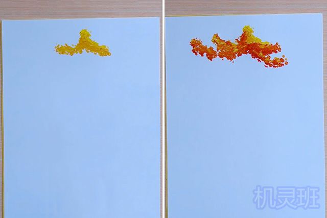 儿童画秋天的景色：棉签印画秋天的大树(步骤图解)2