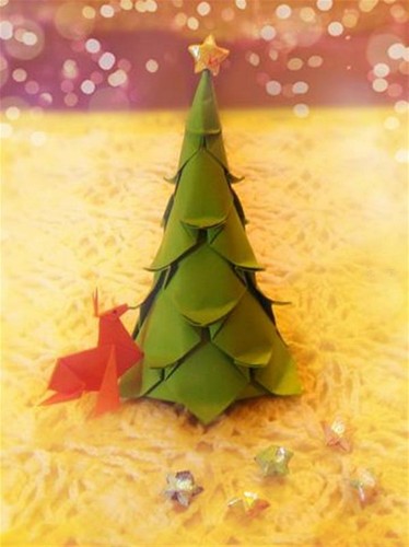 精美的圣诞树折纸—圣诞树折法详细图解DIY