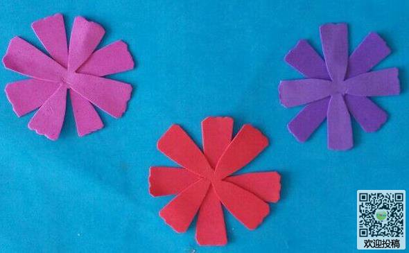 儿童简单手工彩色海绵纸制作花朵的教程