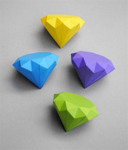 精美的钻石折纸DIY图解 立体钻戒的折法