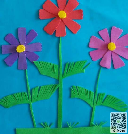 儿童简单手工彩色海绵纸制作花朵