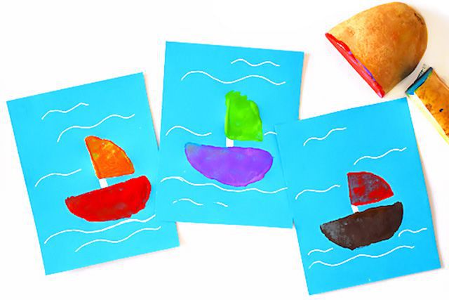 小班创意画：马铃薯印画帆船(步骤图解)8
