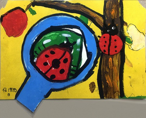 幼儿园创意美术绘画大全 七星瓢虫水粉画图片作品