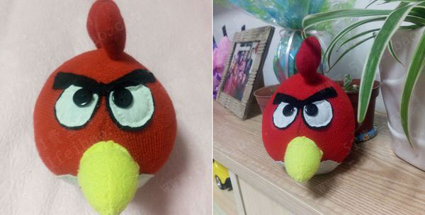 布类废品的回收小创意，愤怒的小鸟布艺玩偶制作