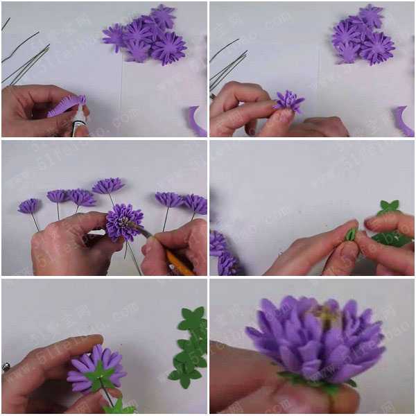仿真人造花教程，手工DIY美丽的仿真花秋菊