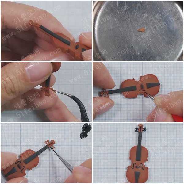 袖珍手工，DIY手办微型乐器小提琴图解