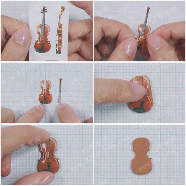 袖珍手工，DIY手办微型乐器小提琴图解