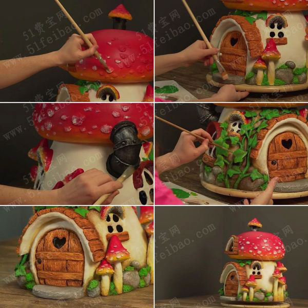 微型童话屋教程，手工制作童话小屋蘑菇房