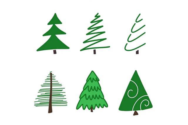 幼儿圣诞树简笔画：6种最简单的圣诞树画法(步骤图解)