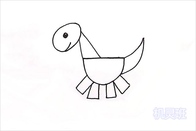 幼儿学画画：怎么画恐龙简笔画(步骤图解)5