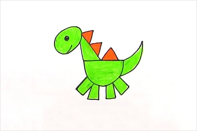 幼儿学画画：怎么画恐龙简笔画(步骤图解)7