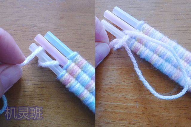 亲子手工：毛线简单编织手链教程(步骤图解)10