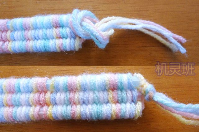 亲子手工：毛线简单编织手链教程(步骤图解)17