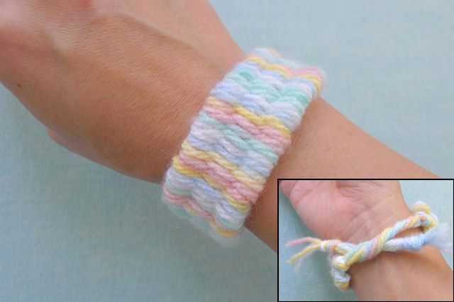 亲子手工：毛线简单编织手链教程(步骤图解)24