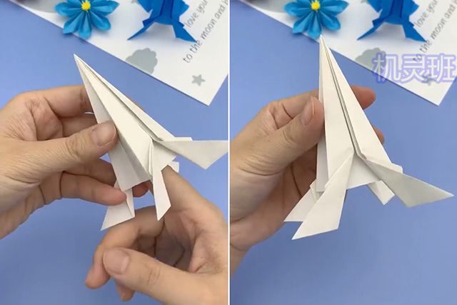 幼儿科学小制作：怎么用折纸吸管做可以吹气发射的小火箭(步骤图解)６