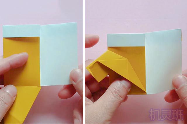 冬天幼儿手工制作：折纸小手套(步骤图解)10