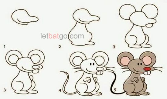 教孩子画可爱老鼠二：简单的侧面画法1