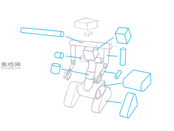 机械机器人画法步骤 一起学如何画机器人