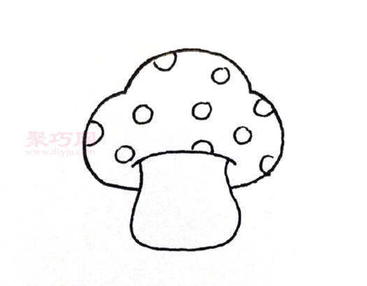 卡通小蘑菇画法第4步