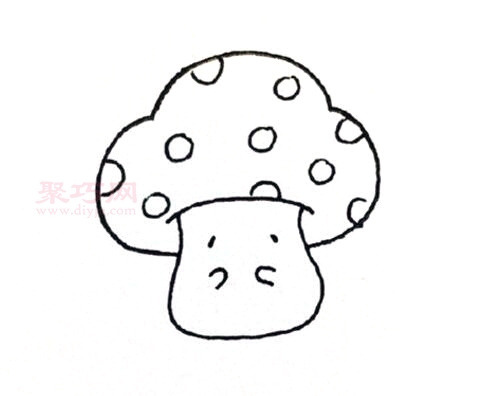 卡通小蘑菇画法第6步