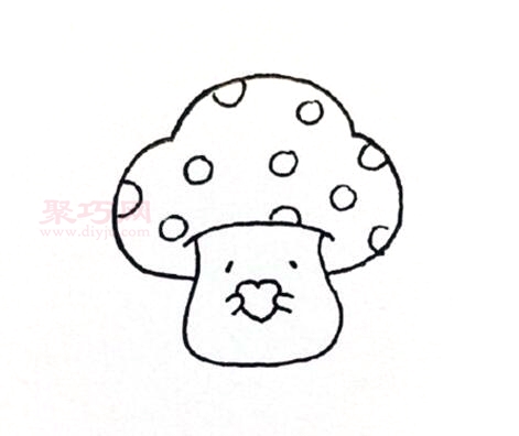 卡通小蘑菇画法第7步