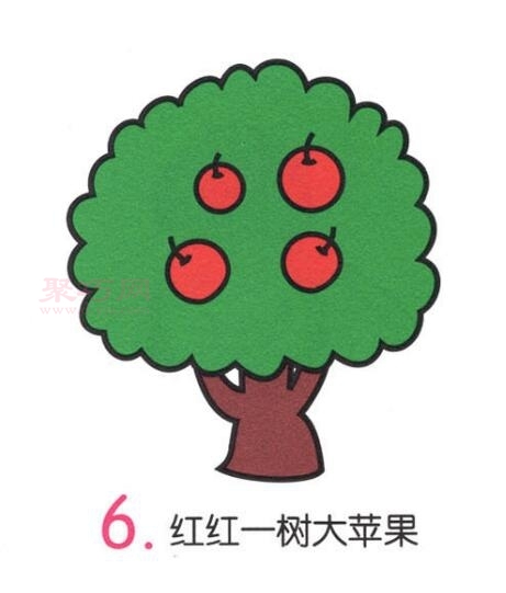 苹果树画法第6步