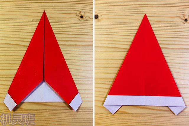 圣诞节简单有趣的手工：折纸高举双手的圣诞老人(步骤图解)3