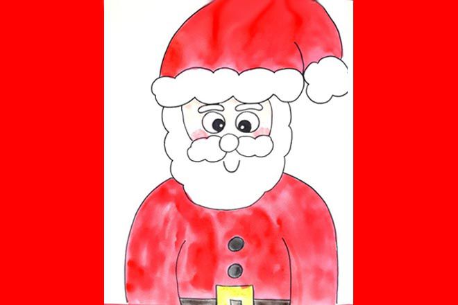怎么教孩子画圣诞老人半身图(步骤图解)5