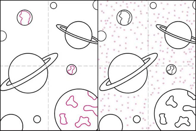 怎么教孩子简单画外太空星球简笔画(步骤图解)4
