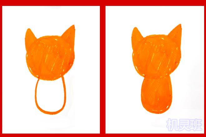 幼儿学画画：怎么画坐着的小猫(步骤图解)3