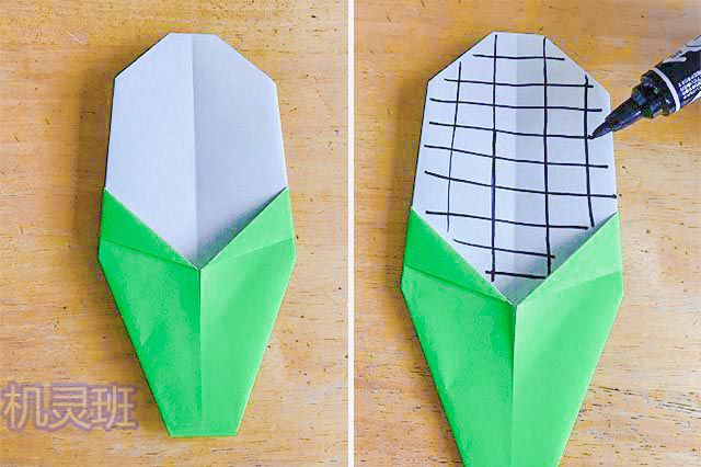 幼儿简单折纸：怎么折纸玉米(步骤图解)6